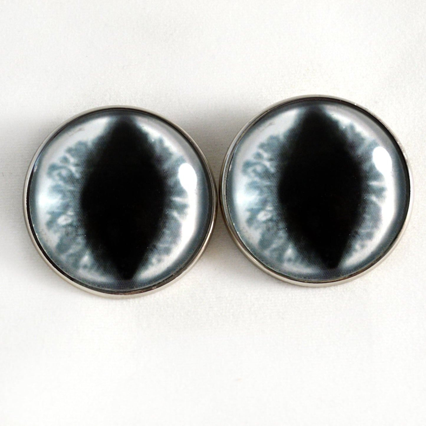 White Dragon Sew-On Button Glass Eyes