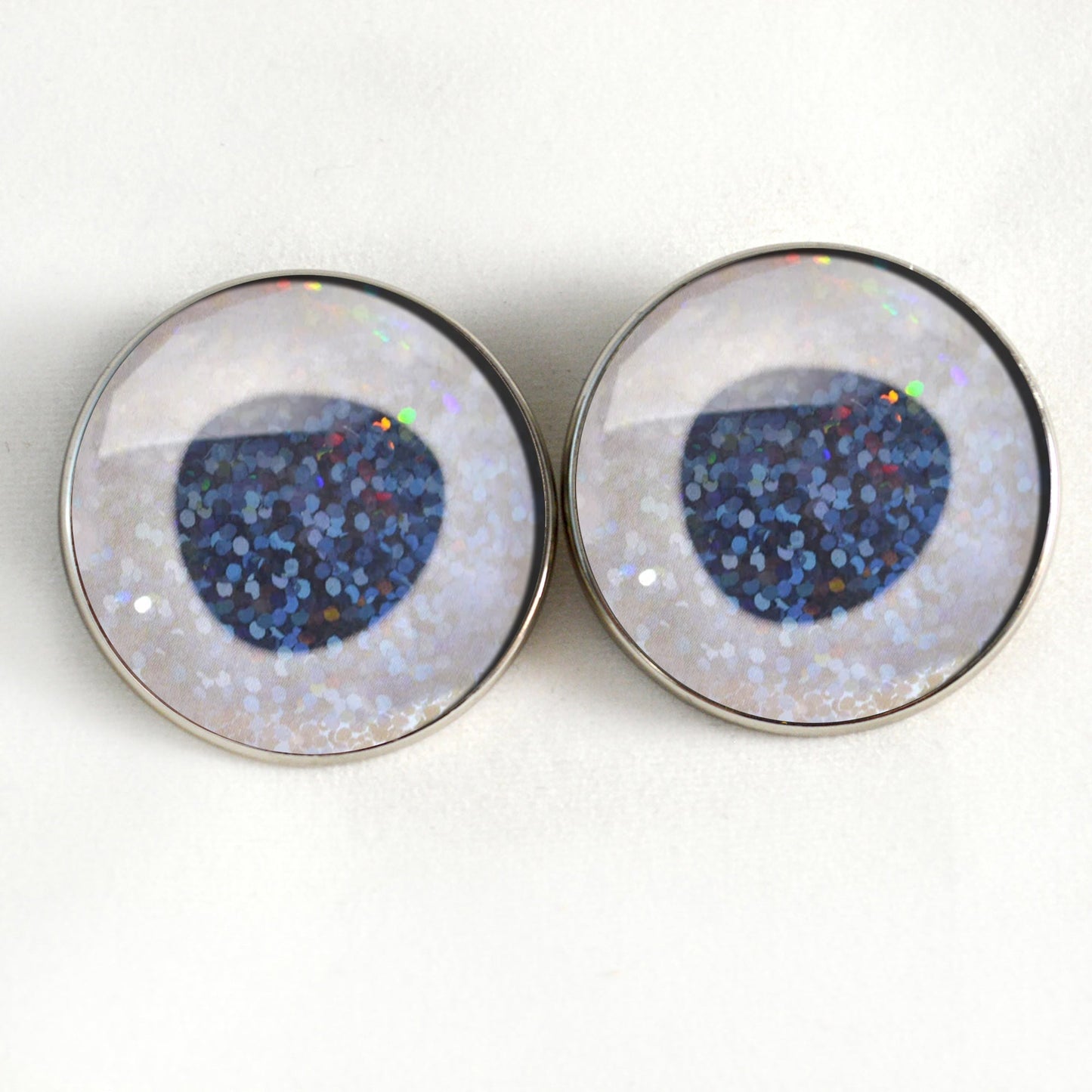 Mother of Pearl White Iridescent Fish Inspired Sew-On Button Glass Eyes
