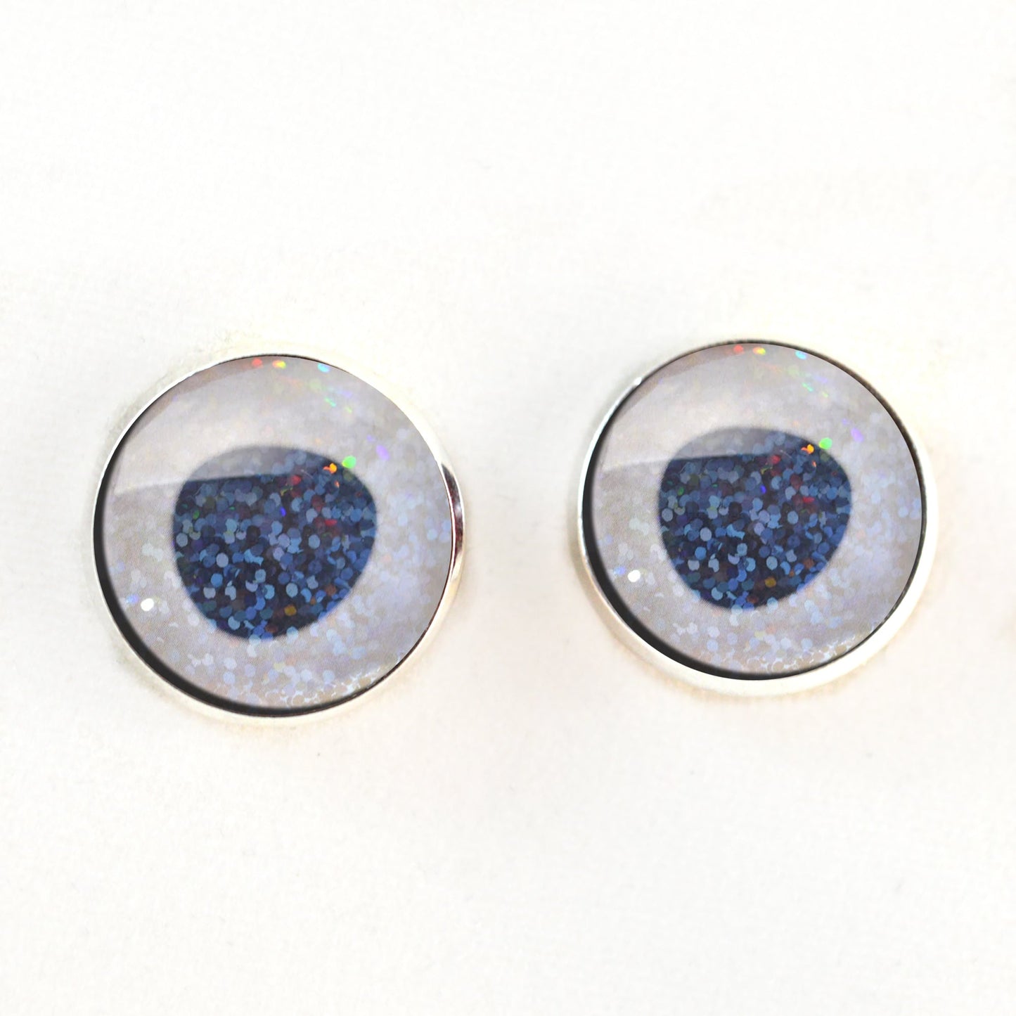 Mother of Pearl White Iridescent Fish Inspired Sew-On Button Glass Eyes
