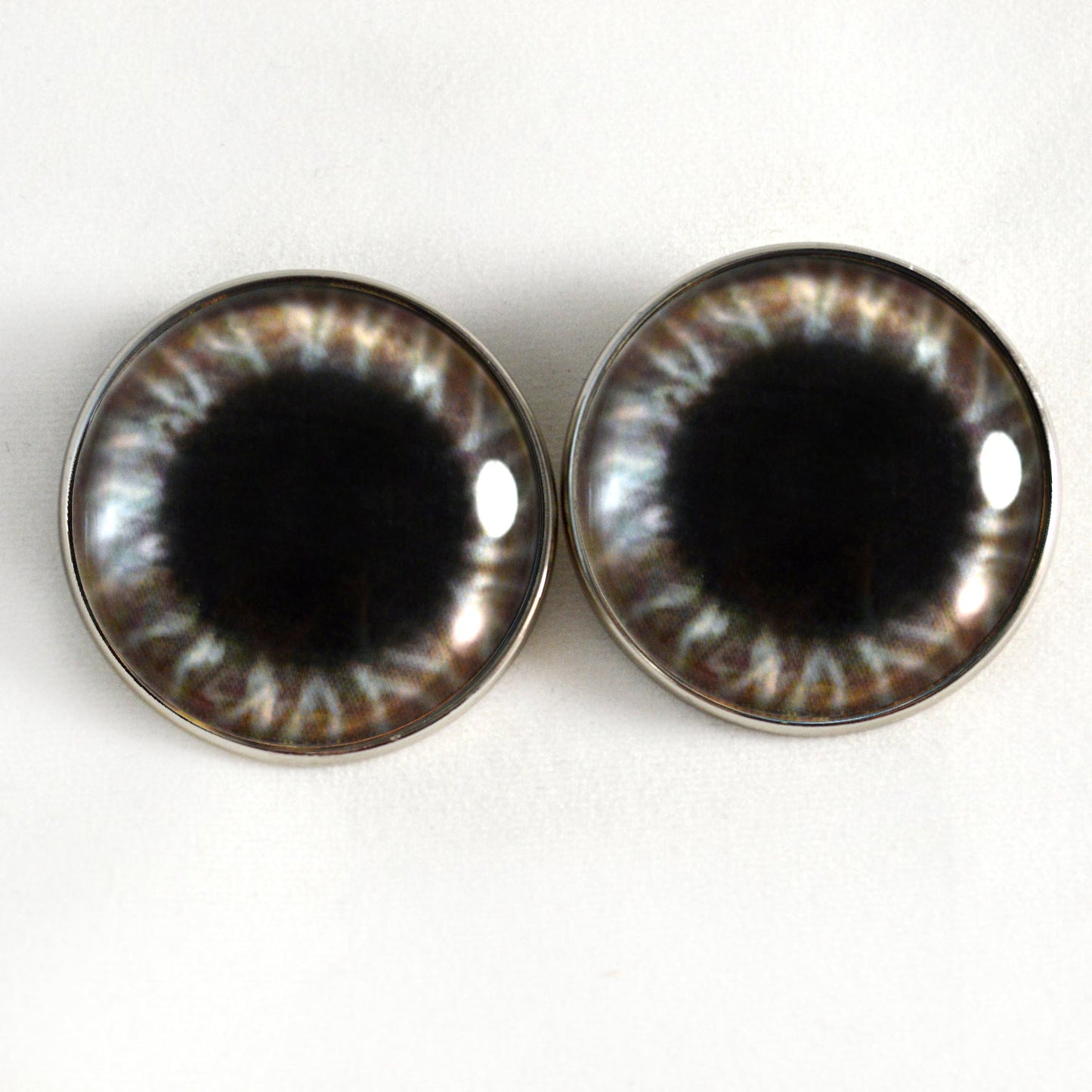 Wide Brown Sew-On Button Glass Eyes
