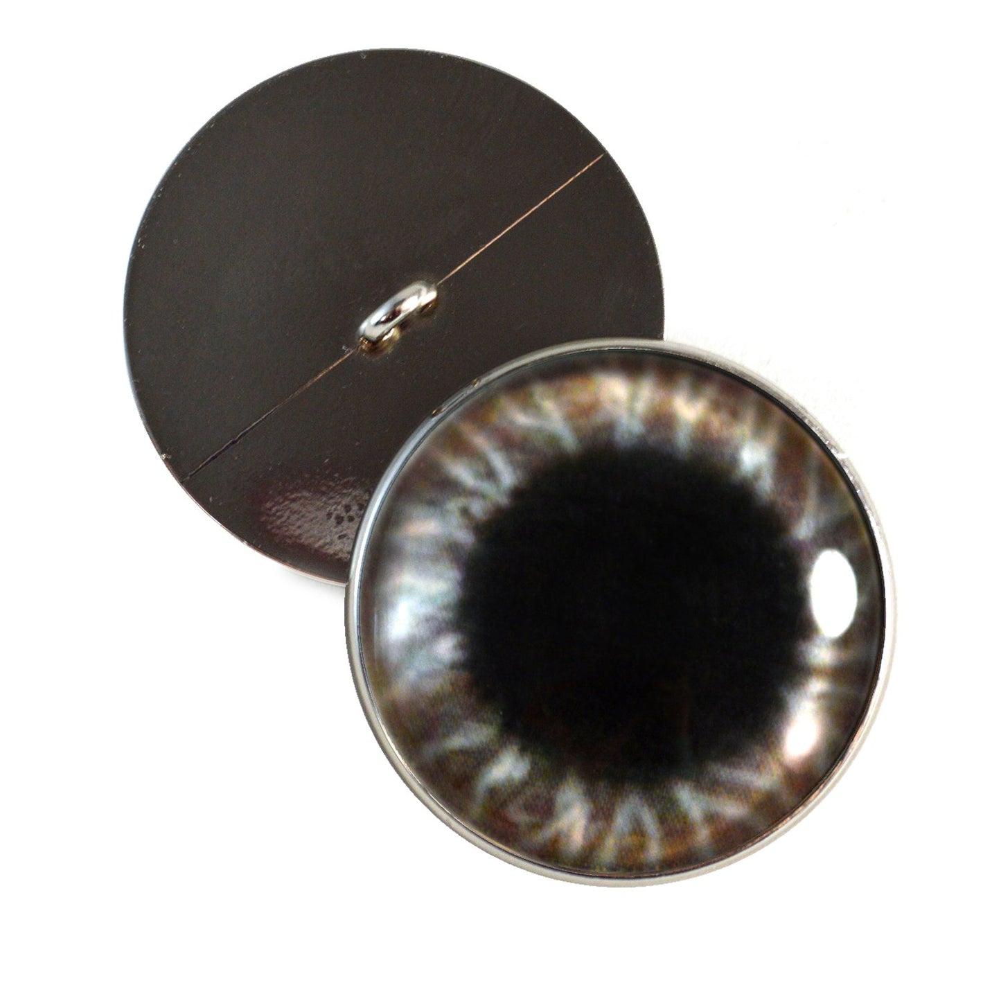 Wide Brown Sew-On Button Glass Eyes