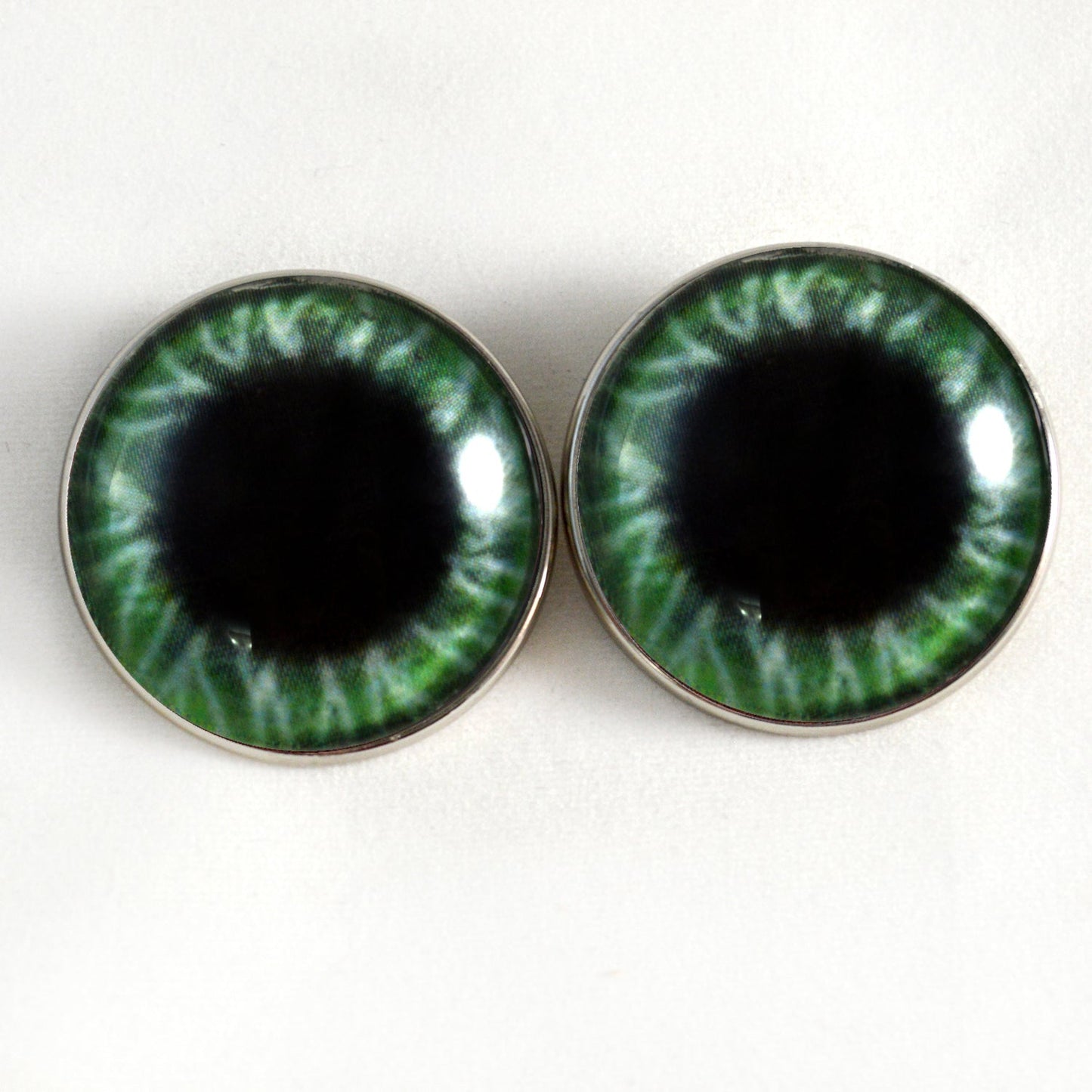 Wide Green Sew-On Button Glass Eyes