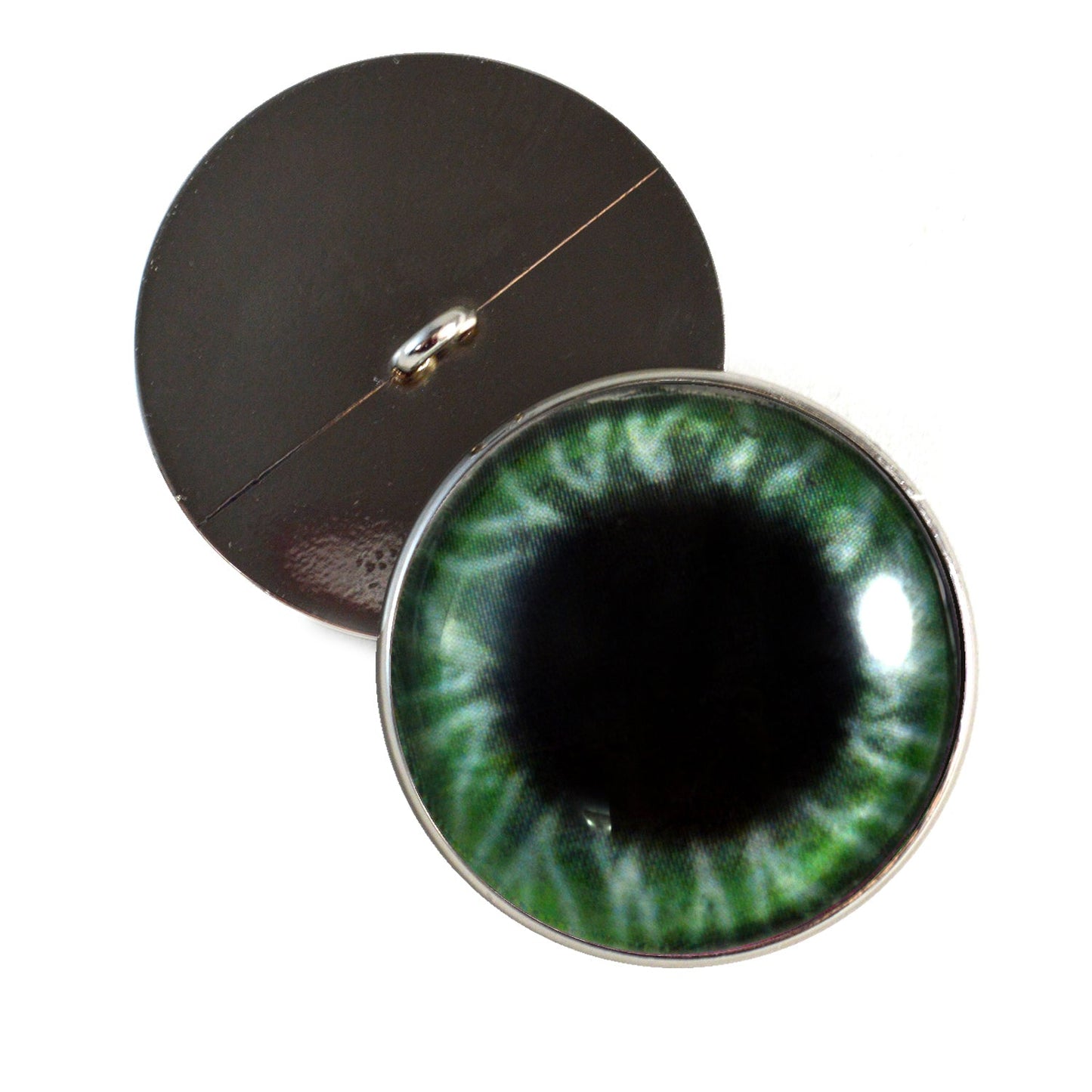 Wide Green Sew-On Button Glass Eyes