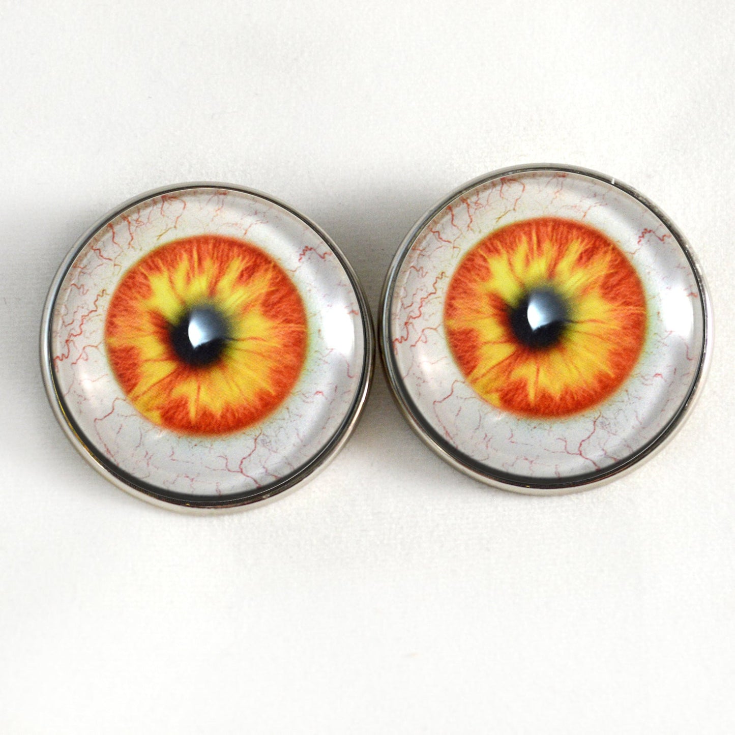 Yellow and Orange Spooky Sew-On Button Glass Eyes