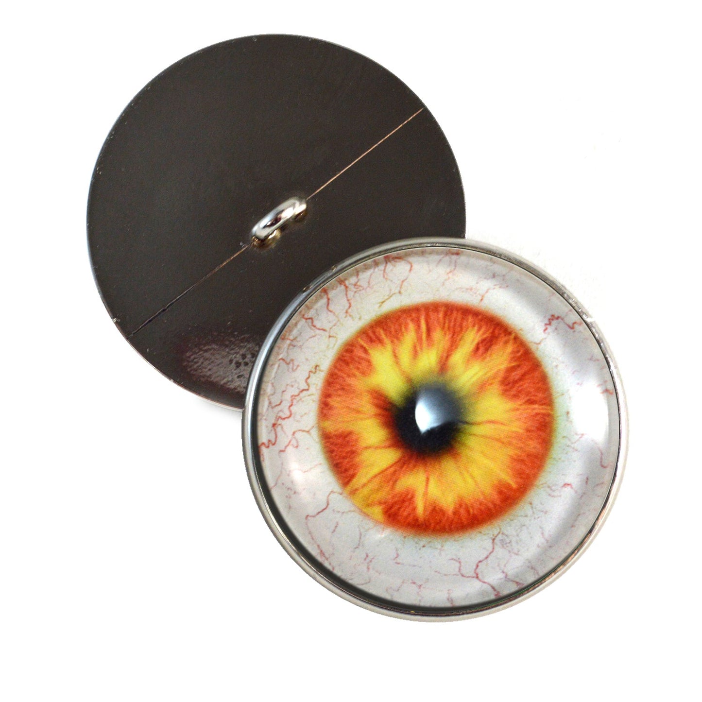 Yellow and Orange Spooky Sew-On Button Glass Eyes