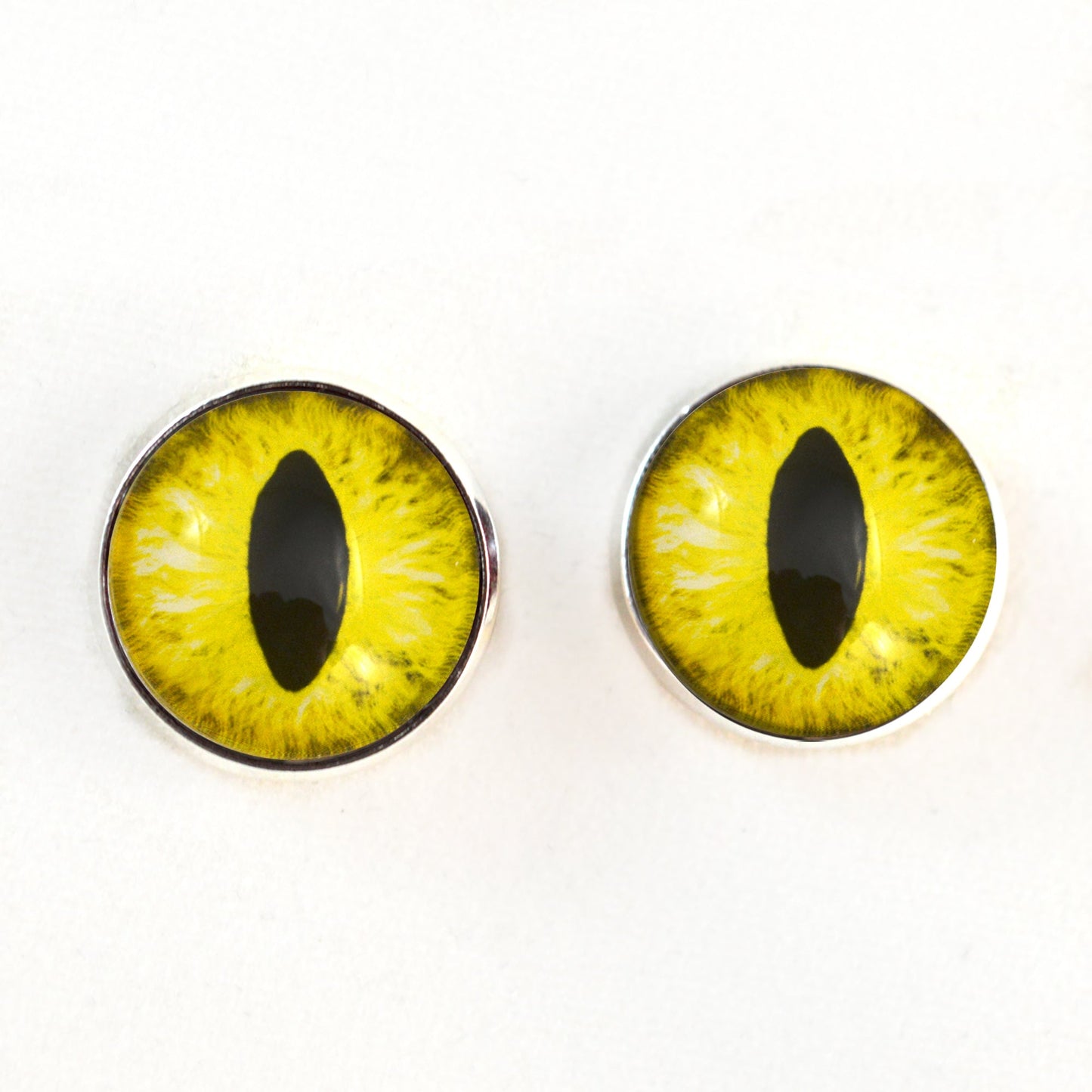 Bright Yellow Cat Dragon Sew-On Button Glass Eyes