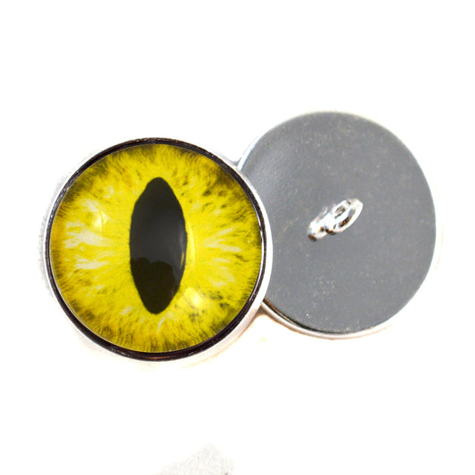 Bright Yellow Cat Dragon Sew-On Button Glass Eyes