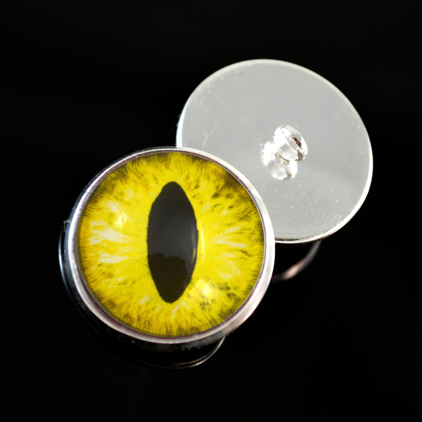 Bright Yellow Cat Dragon Sew-On Button Glass Eyes