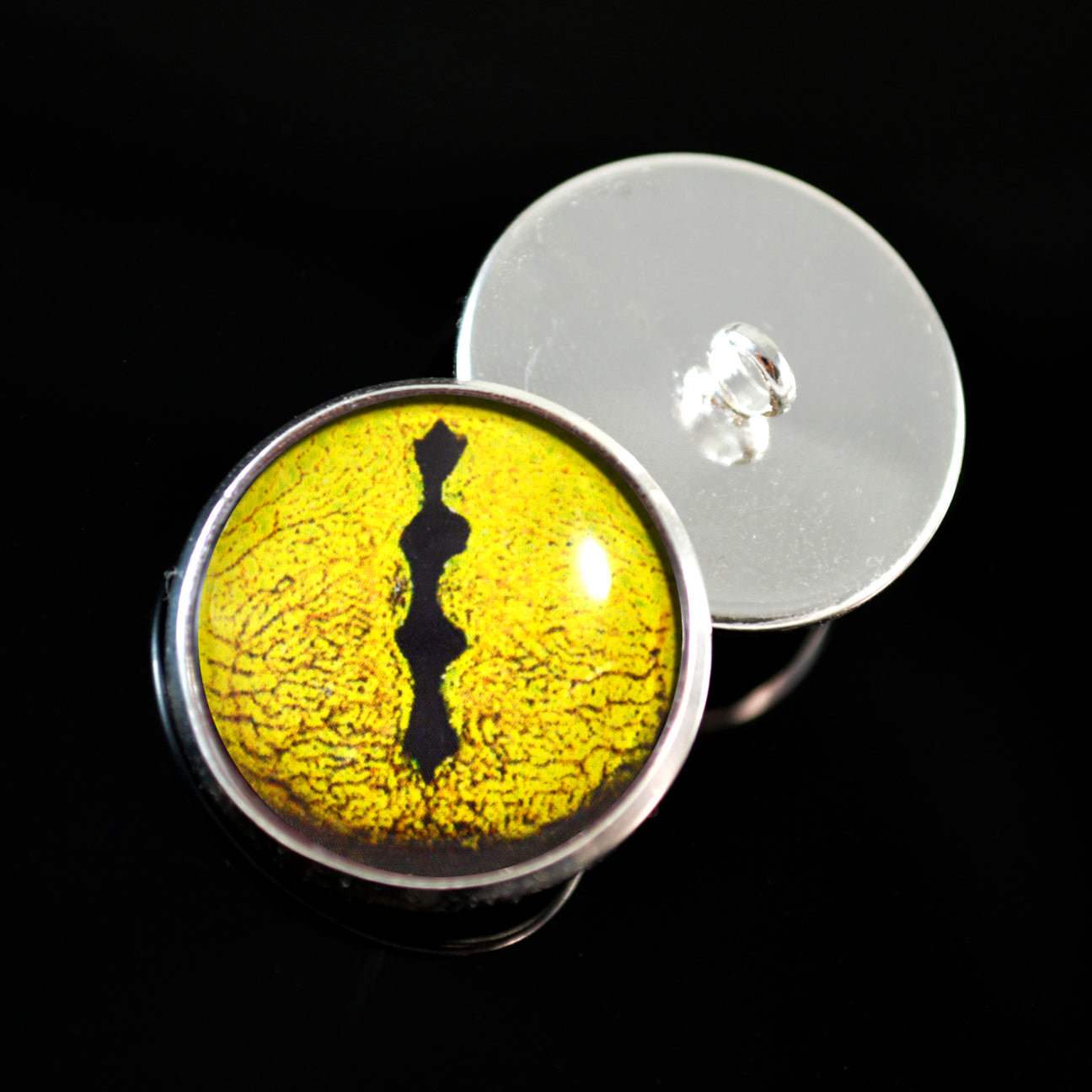 Yellow Snake Sew-On Button Glass Eyes