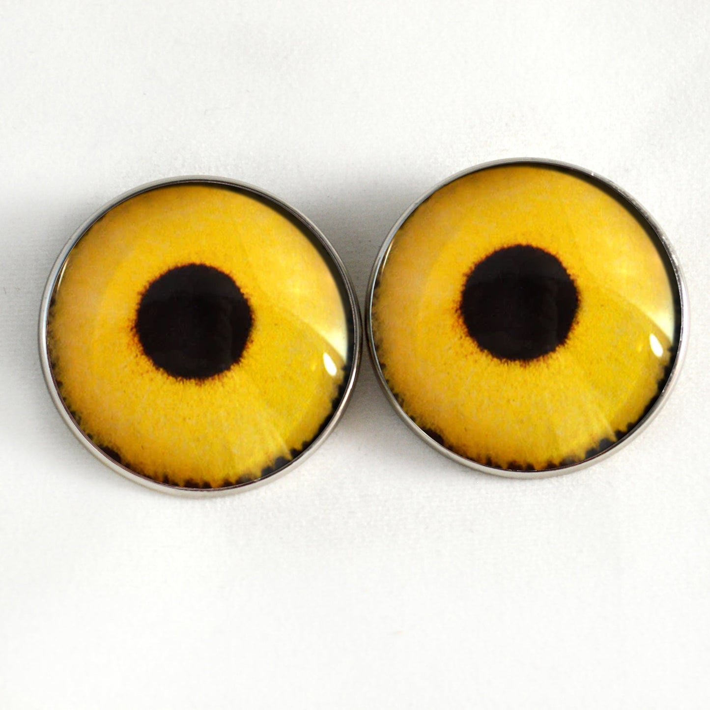 Yellow Sparrow Hawk Sew-On Button Glass Eyes