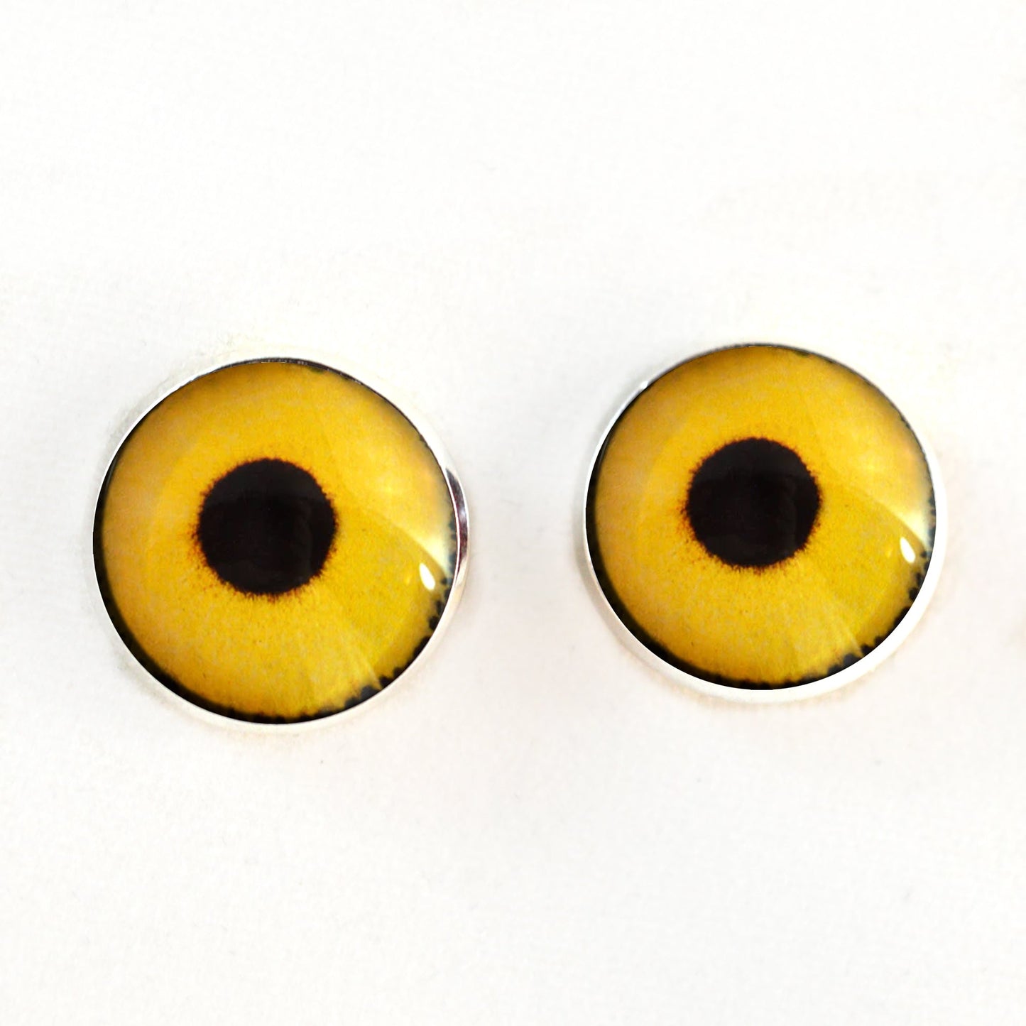 Yellow Sparrow Hawk Sew-On Button Glass Eyes