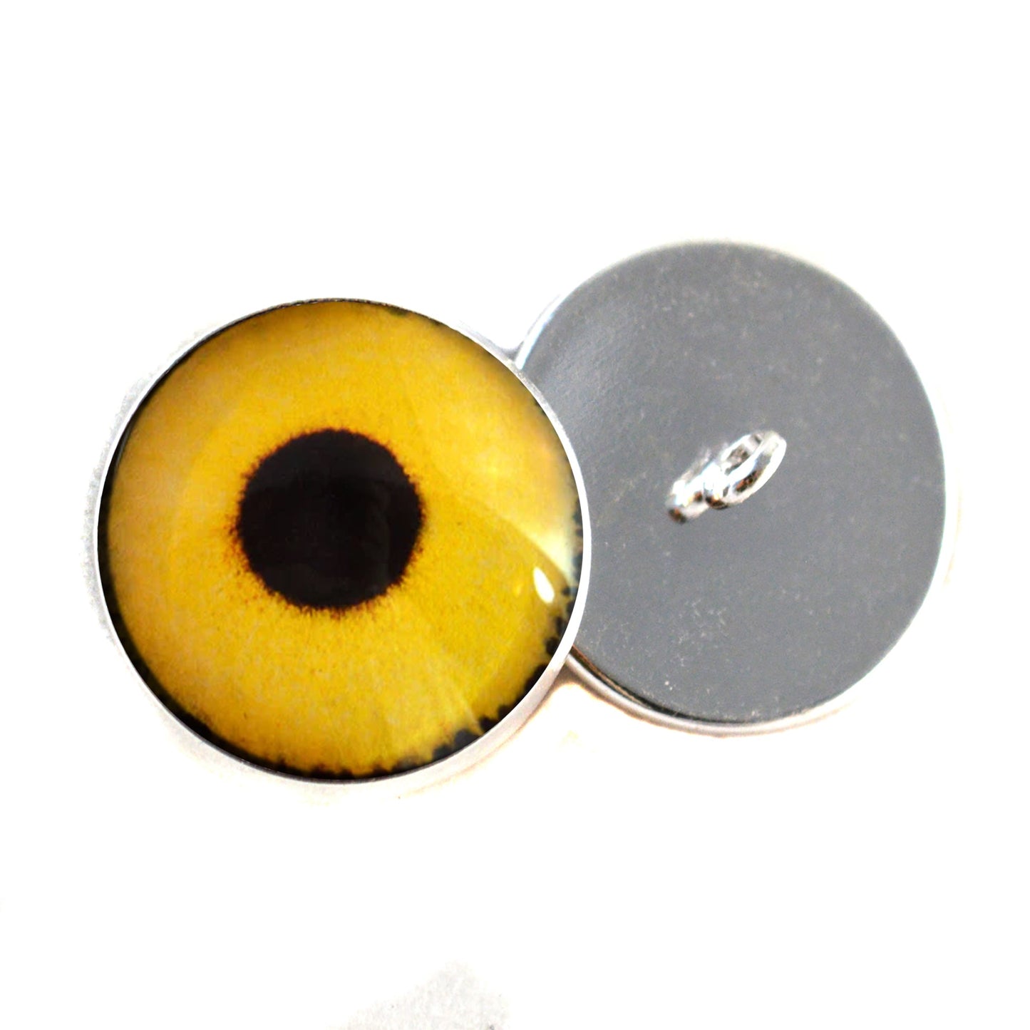 Yellow Sparrow Hawk Sew-On Button Glass Eyes
